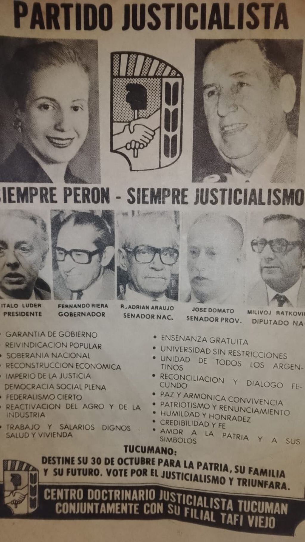 Afiche de campaña de Riera en 1983.