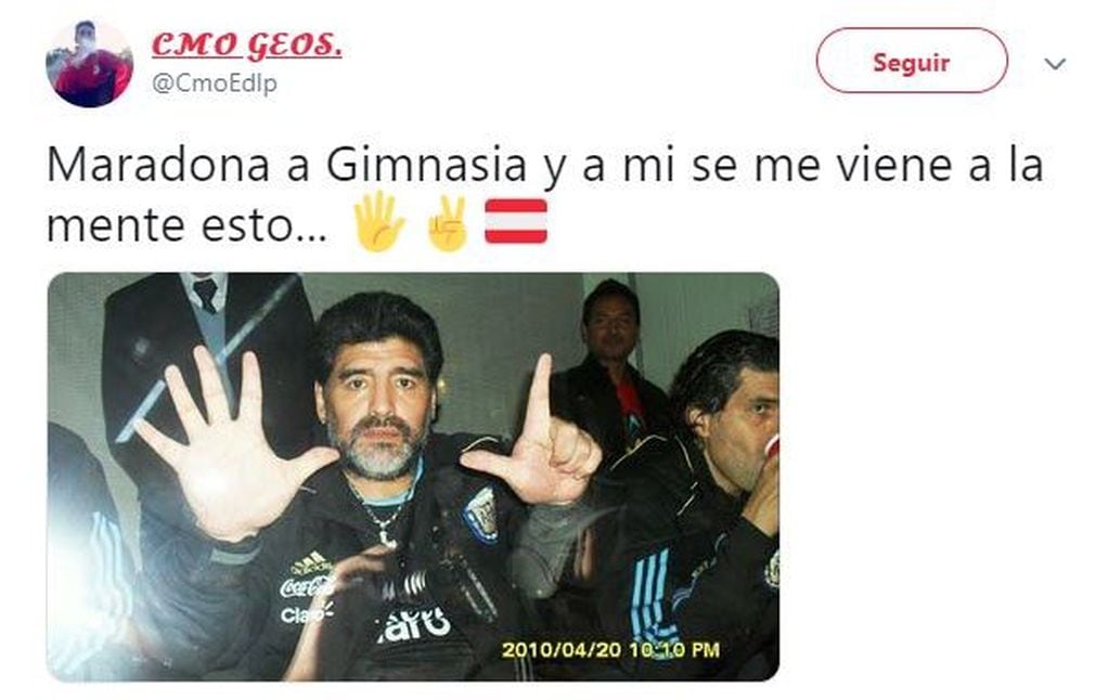 Los memes de la llegada de Maradona a Gimnasia (Foto: captura de Twitter).