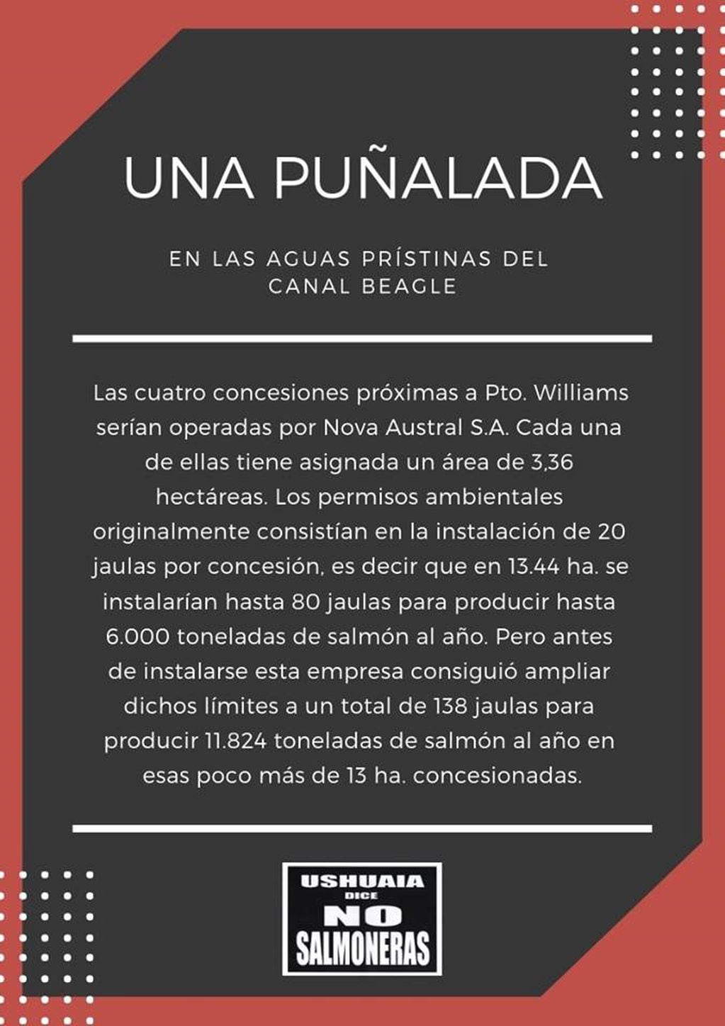No a las Salmoneras en el Canal de Beagle - Aguas prístinas y ancestrales. Argentina - Chile.