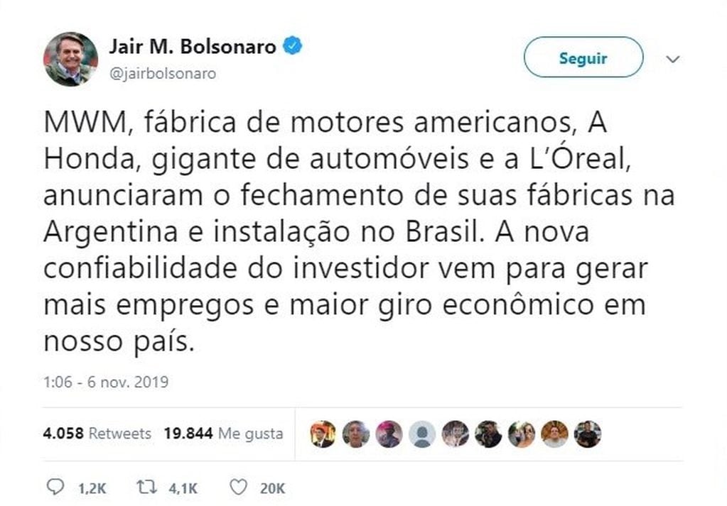 Jair Bolsonaro tuit