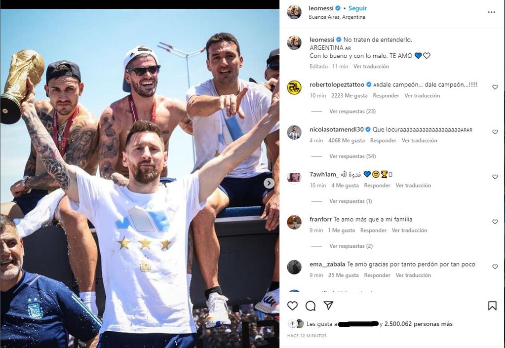 Lionel Messi se mostró feliz en Instagram tras la caravana.