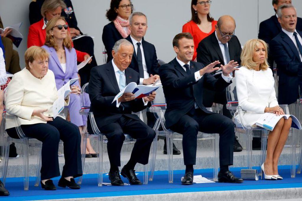Angela Merkel, Marcelo Rebelo de Sousa, French President Emmanuel Macron y su esposa Brigitte Macron (Foto:REUTERS/Pascal Rossignol)