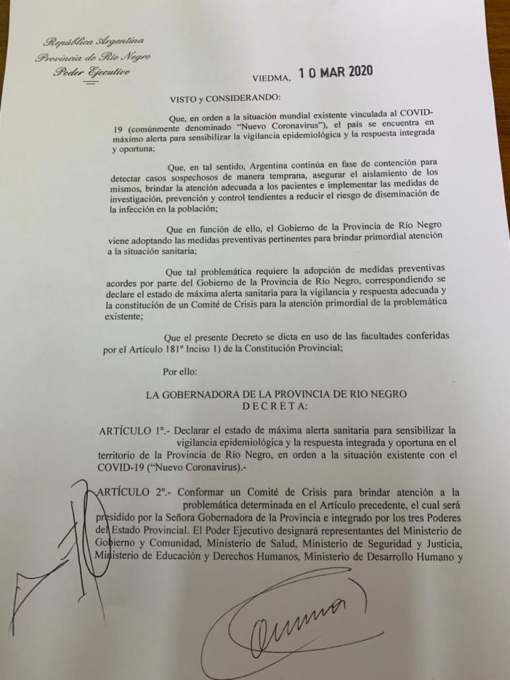 La medida se aplicará de inmediato en la provincia (Diario Río Negro).