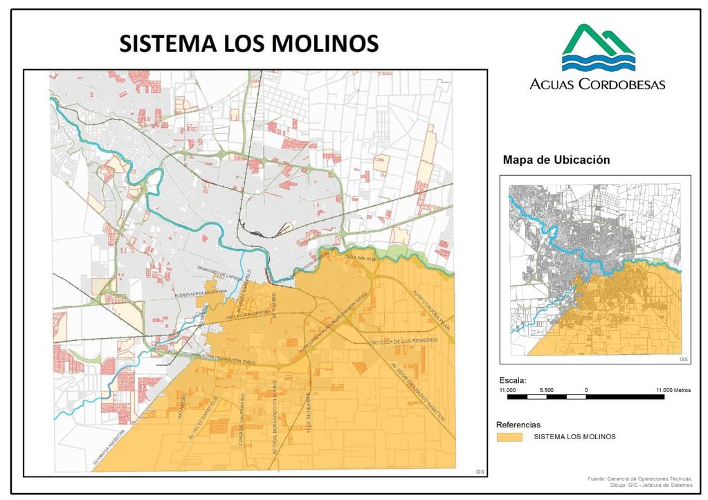 Aguas Cordobesas compartió un mapa con las zonas afectadas.