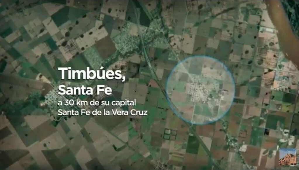 Error a la hora de ubicar geográficamente a Timbúes en el mapa. (Captura de pantalla)