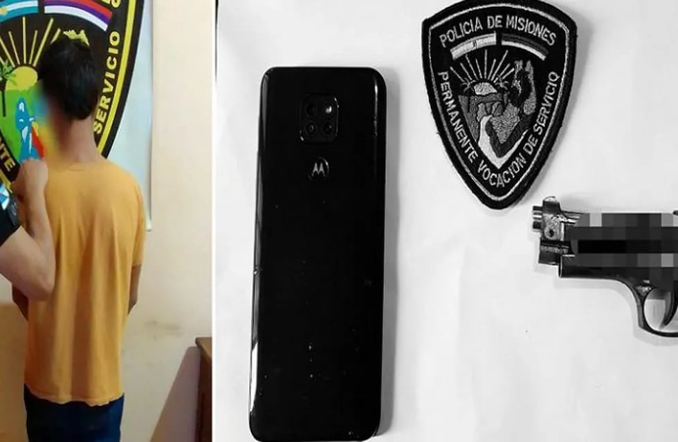 Fueron detenidos tras robar un celular a punta de pistola en Jardín América.