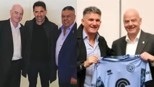 Los obsequios de Belgrano para Chiqui Tapía y para el presidente de la Fifa.
