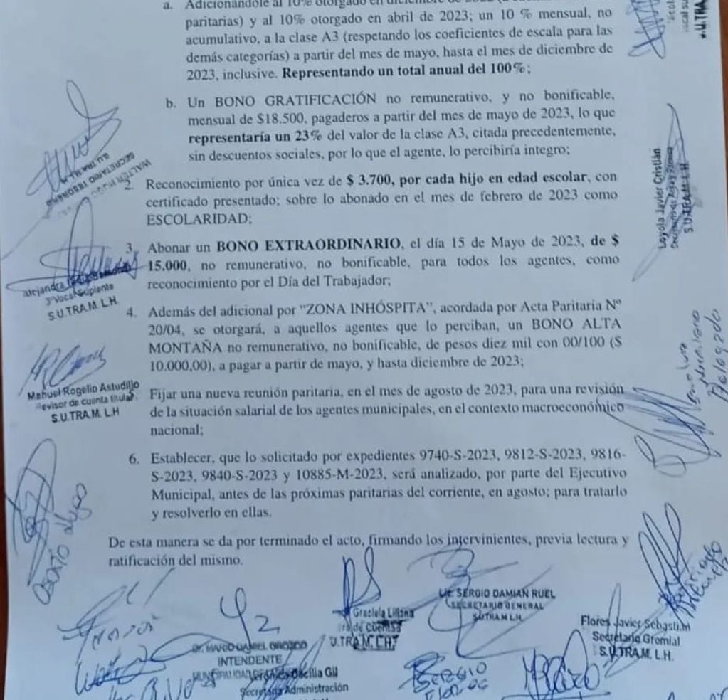 En la Municipalidad de Las Heras, se realizó la reapertura de paritarias, documento firmado por las partes.