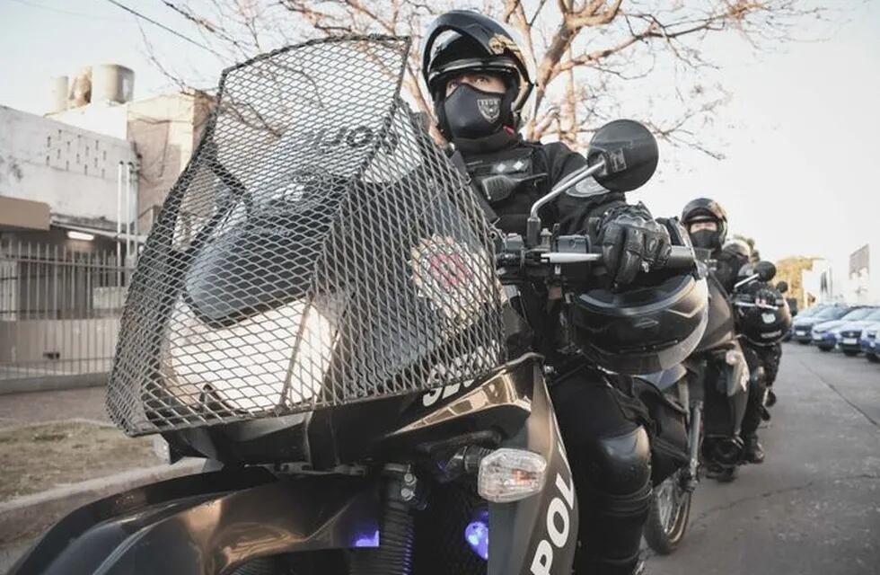 La división Motocicletas de la Policía tomo parte del operativo.
