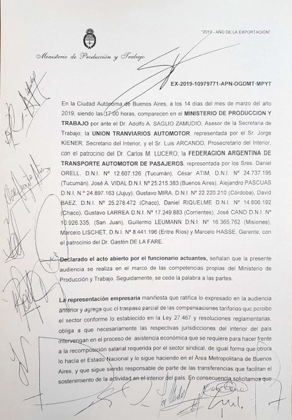 Acta firmada por las distintas partes. (Vía Tucumán)