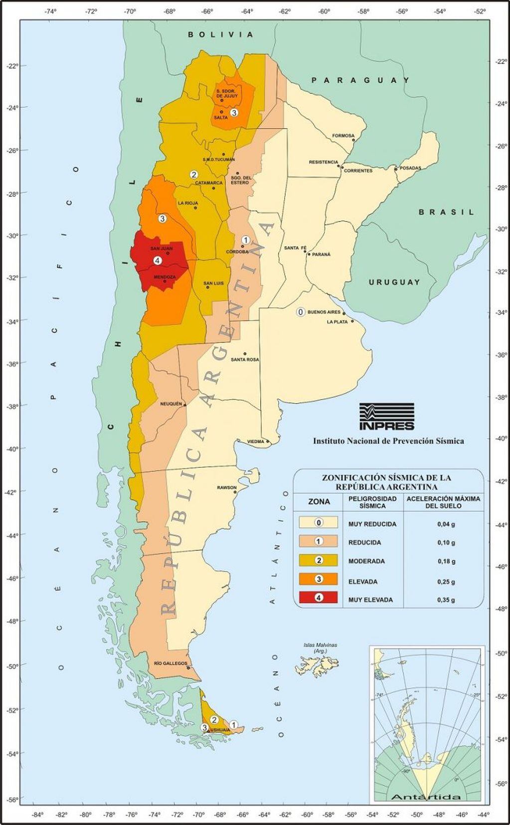 Sismo según el Inpres (web).