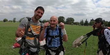 Coco Giusti volvó en paracaidas a sus 96 años. (Gentileza LG)