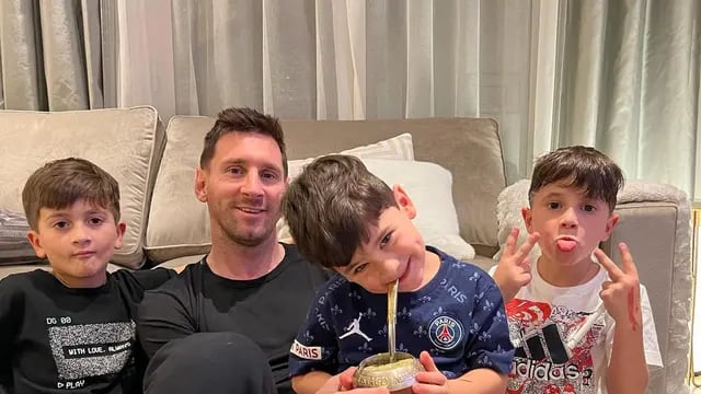 Lionel Messi tomó mate con sus hijos