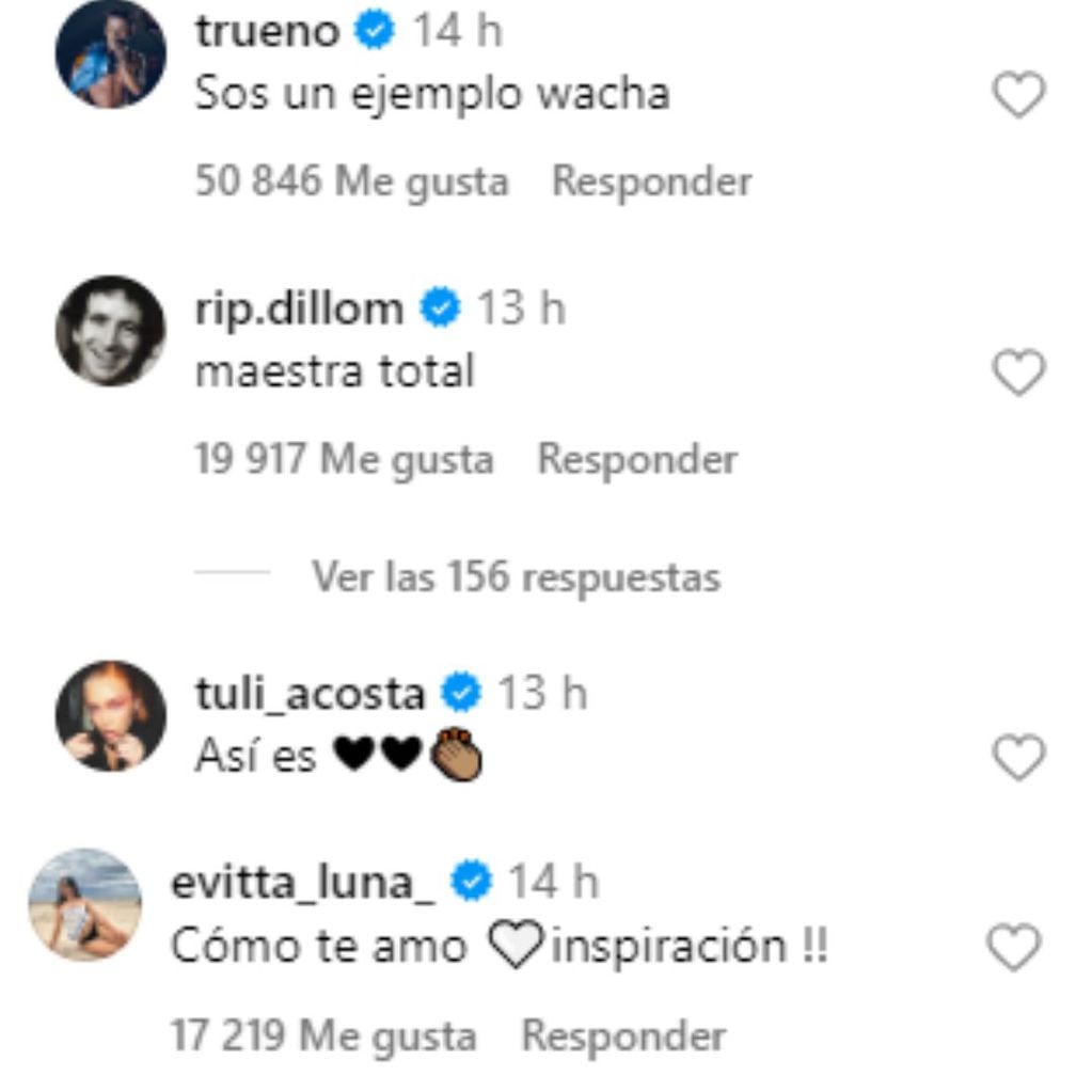 El apoyo de Trueno, Dillom, Tuli Acosta y Eva Luna para Lali Espósito.