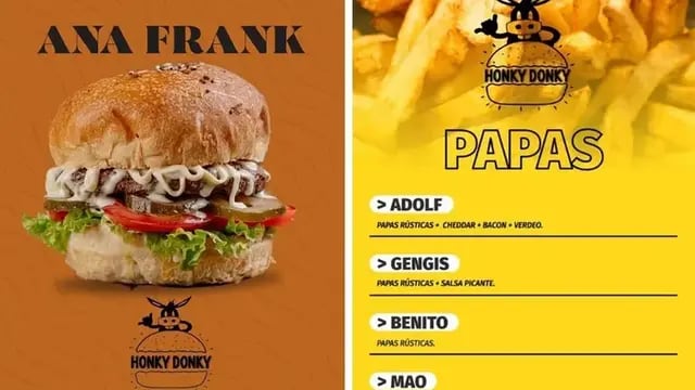 Escándalo y repudio: las hamburguesas "Ana Frank" y las papas "Adolf" o "Benito" que se venden en Rafaela