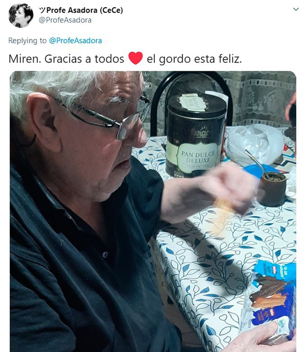Jorge Mendieta, el abuelo que no recordaba el nombre de las galletitas Okebon (Twitter, Captura)