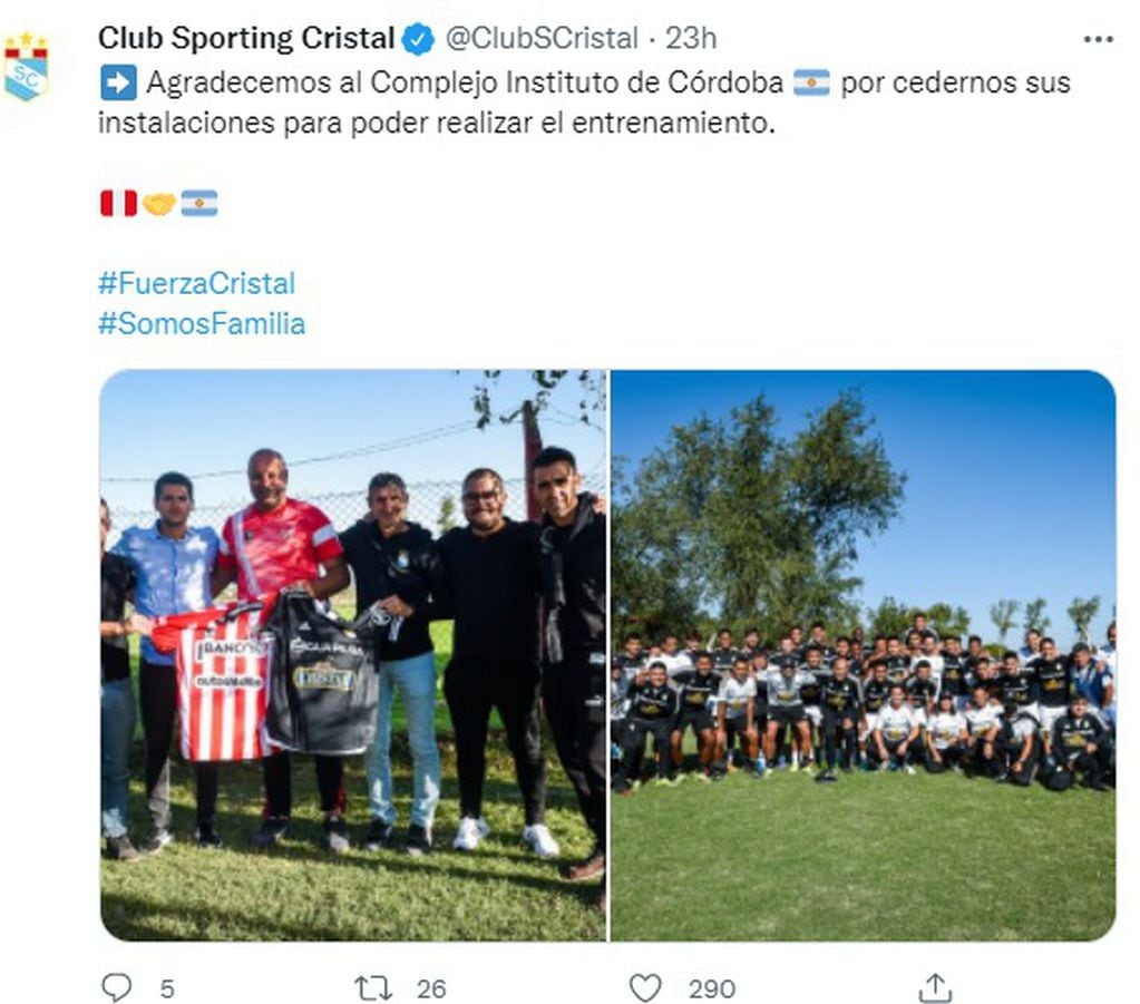 Sporting Cristal entrenó en La Agustina, y se llevó obsequios de Instituto.