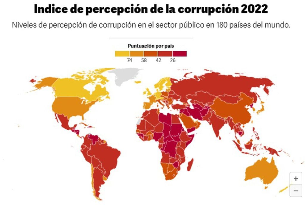 Índice de percepción de corrupción en 2022 (Clarín)