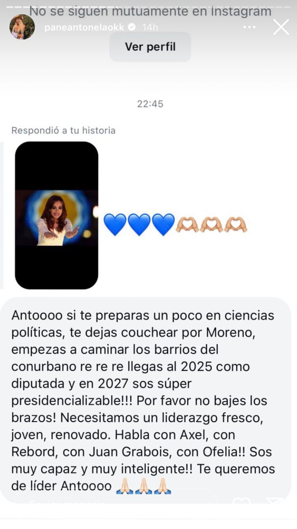 Anto Pane se comparó con Cristina Kirchner, ¿se lanza como candidata a presidenta 2027?