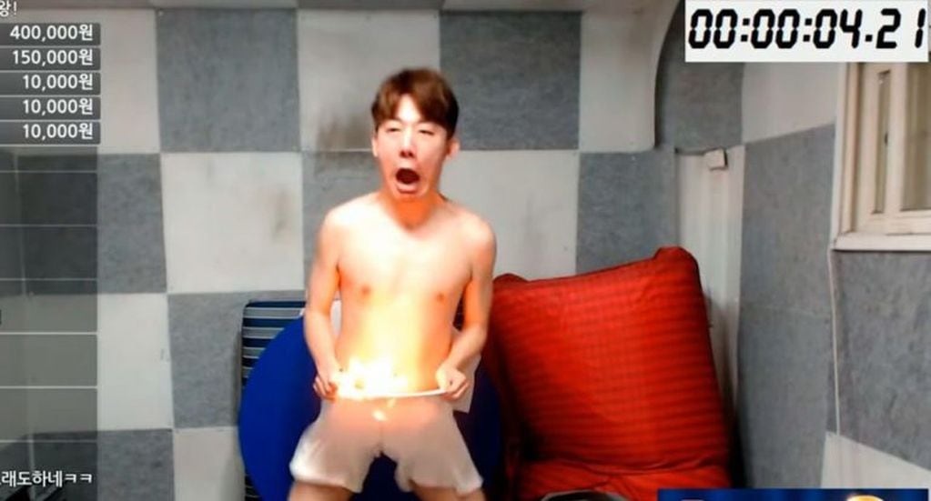 youtuber coreano se prendió fuego para cumplir un reto (captura)