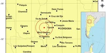 Temblor en Córdoba. Un sismo sacudió la Provincia este jueves. (Inpres)
