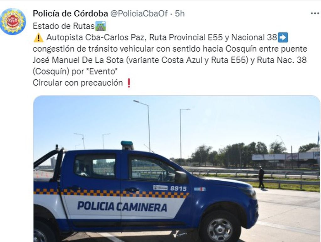 La Policía Caminera, con controles ante el intenso movimiento en las rutas de Córdoba.