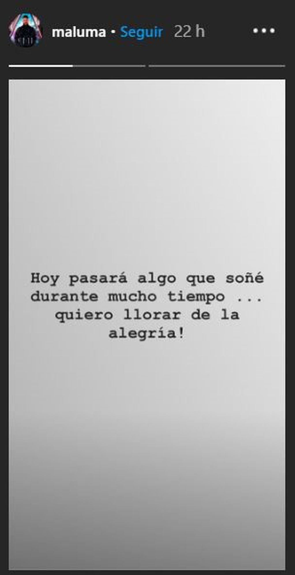 Maluma, emocionado en sus historias de Instagram (Instagram/@maluma)