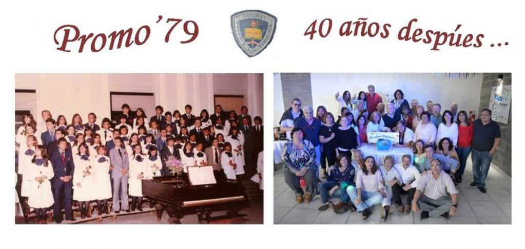 Antes y después, los egresados de la Promo 79. (Foto: Marcelo Leani).
