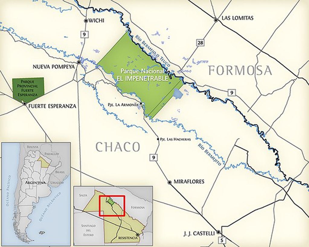El Parque Nacional El Impenetrable se ubica al norte del Chaco