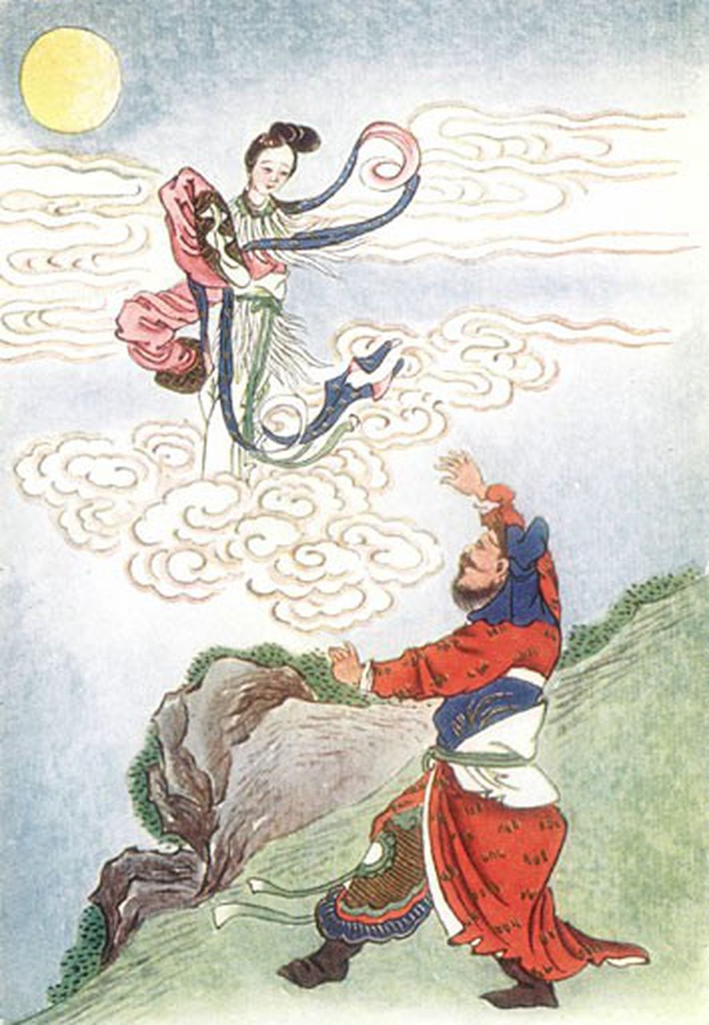 Chan'e vuela hacia la luna. (Foto: Werner, E.T.C. (1922). Myths & Legends of China. Project Gutenberg)