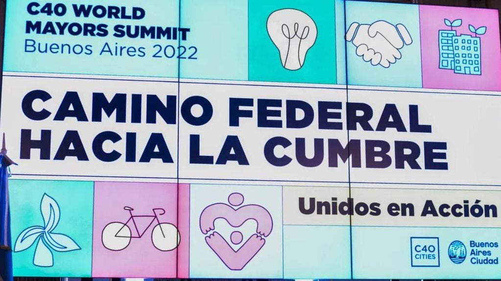 Cumbre mundial de alcaldes de C40, con el lema "Unidos en Acción".